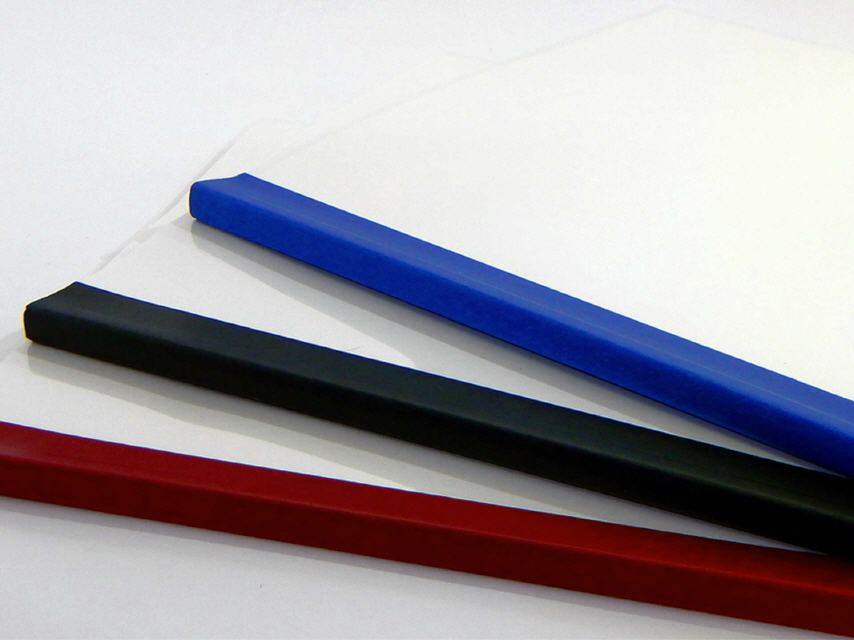 Softcover rot, schwarz u. blau mit Klarsichtdeckel